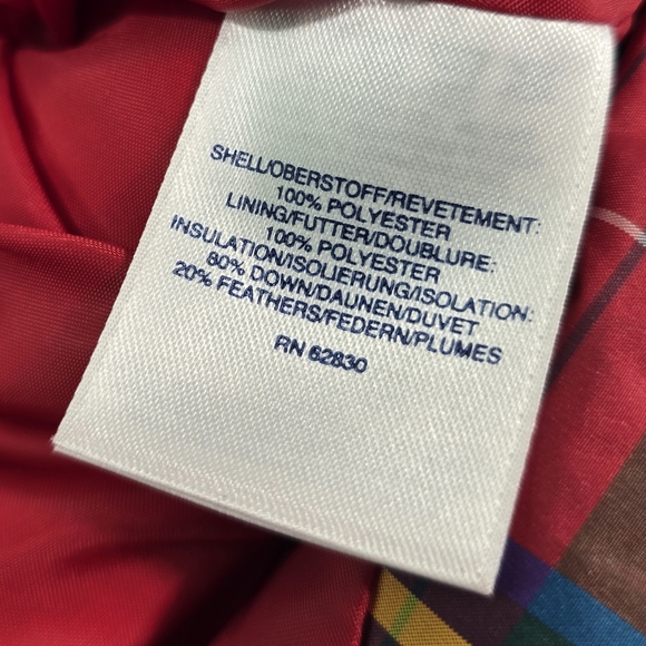 Lands End Vest Women XS Red Plaid Down Puffer Insulated Quilted Goose Yellow - Picture 8 of 9